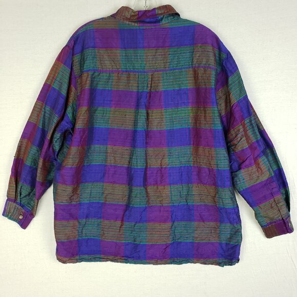 Vintage Chico's Design Shirt Blouse Slubbed Silk Holographic Shimmery size 3/ XL - Picture 4 of 13